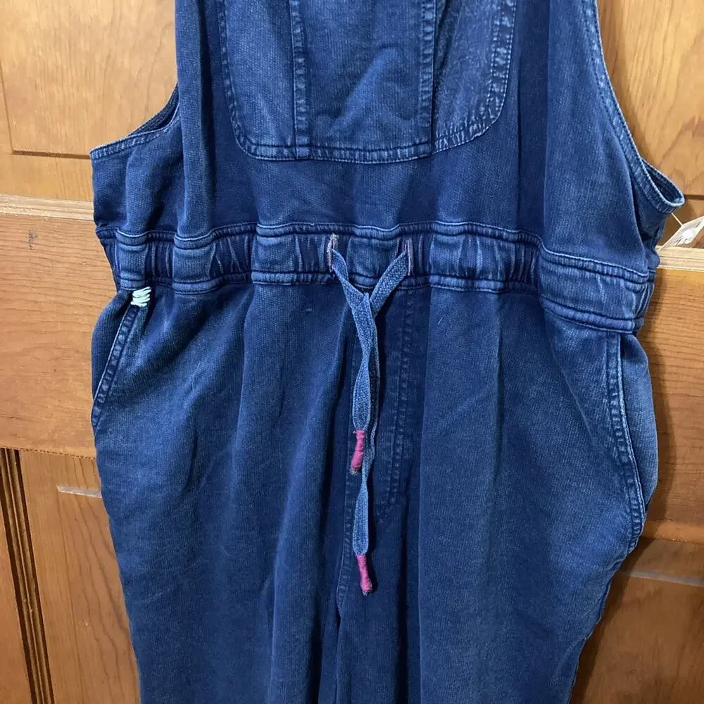 Sundance Bexley Soft French Terry Overalls Sz S Blue Cotton‎ Relaxed Boho Garden